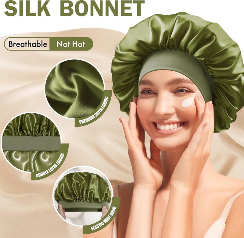 Doitory Store Satin Silk Bonnet for Sleeping, Double Layer Silk Sleep Cap for Men & Women, Soft Satin Lined Bonnet for Curly Hair - Image 5